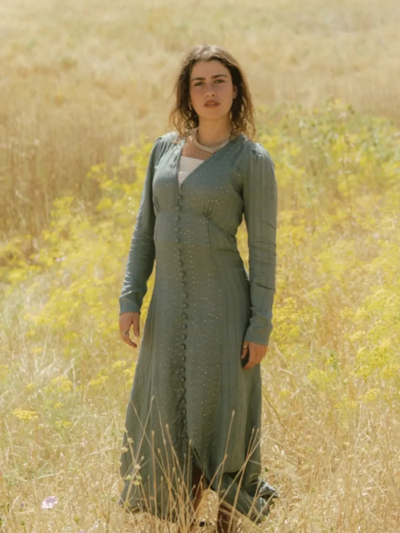שמלה כחול עתיק כפתורים